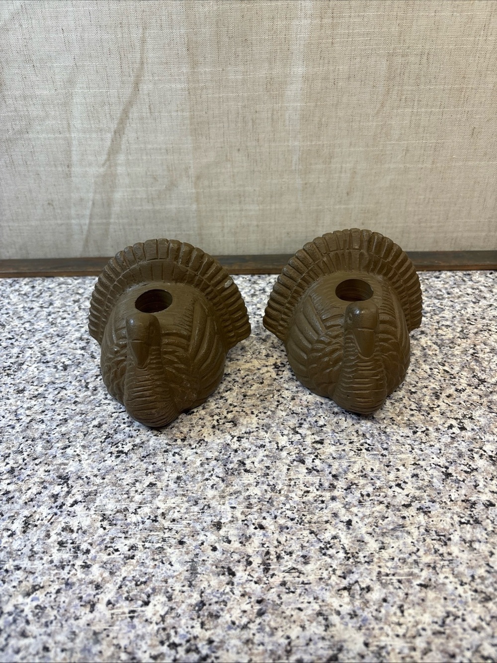 Set of 2 Thanksgiving Hallmark Turkey Candlestick Holders